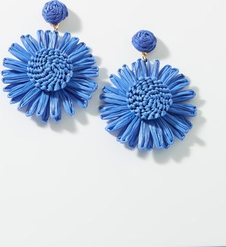 Simons Womens Large raffia flower earrings