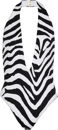Balmain Zebra badpak uit &eacute;&eacute;n stuk - Dames - Badpakken - Zwart - L - Badmode
