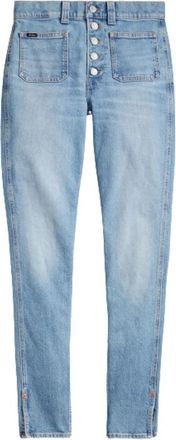 Polo Ralph Lauren High Waist Button Fly Skinny Jeans - Dames - Slim Fit Jeans - Blauw - W28 - Katoen - Jeans