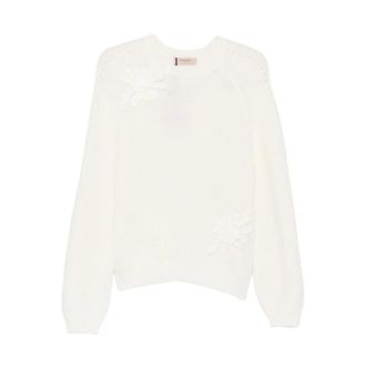 Twinset Jersey de cuello redondo - Knitwear - Mujer - Blanco - XS