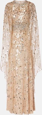 Jenny Packham Honey Dew caped embellished gown
