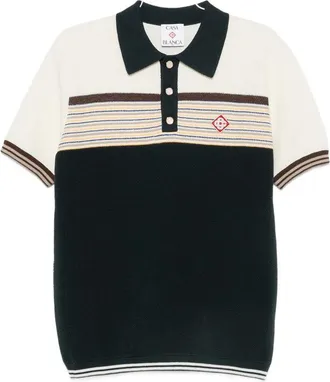 Casablanca Striped Logo-patch Polo Shirt