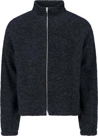 Jil Sander Textured Wool Zip Jacket with High Collar and Boxy Silhouette