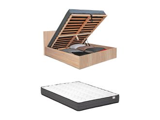 Vente-Unique Cama arc&oacute;n 160 x 200 cm - Color: natural + colch&oacute;n - ELPHEGE