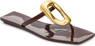 Jeffrey Campbell Linques Flip Flop in Dark Brown Shiny Gold at Nordstrom, Size 10