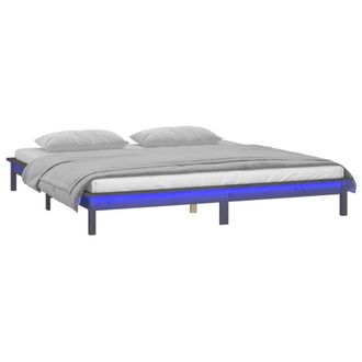 Berkfield Home LED Bed Frame Grey 120x190 cm Small Double Solid Wood