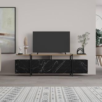Decortie Hanley Modern TV Unit TV Stand Media Unit in Black | Size: 2 Pack