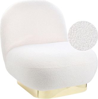 Beliani Beliani - Sillón blanco dorado tela bouclé base dorada contemporáneo glamour Loviisa