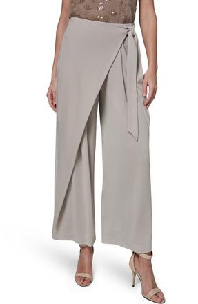 DKNY Wrap Front Wide Leg Pants in Tuscan Grey at Nordstrom, Size Medium
