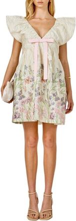 endless rose Metallic Floral Jacquard Minidress in Cream Multi at Nordstrom, Size X-Small