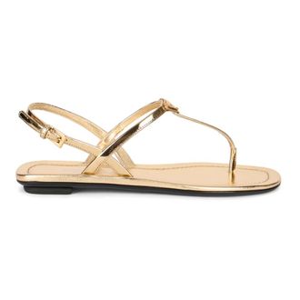Prada Flat Sandals, female, Yellow, Size: 7 US Flat Leather Sandals