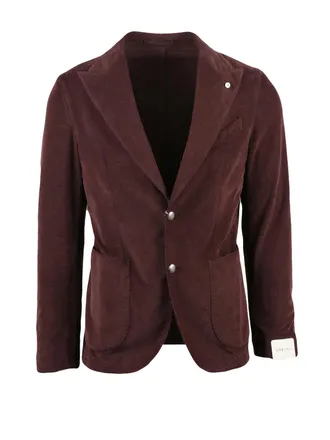 L.B.M. 1911 Velvet Jacket with Notch Lapels and Button Closure