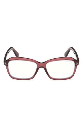 Tom Ford 54mm Rectangular Optical Glasses in Shiny Transparent Wine at Nordstrom