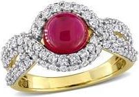 Delmar Created Ruby & Created White Sapphire Twist Band Ring in Red at Nordstrom Rack, Size 6