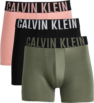Calvin Klein Underwear Intense Power 3-Pack Boxer Brief Mens Underwear Black/Sugar Pink/Deep Lichen Green : XL (40-42)
