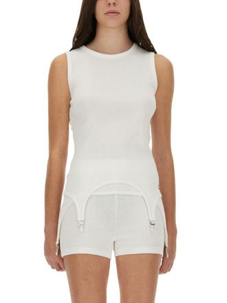 Jean Paul Gaultier White Knitted Crew Neck Top