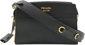 Prada Pre-owned Cross Body Bags, female, Black, Size: ONE SIZE Pre-owned Leather Shoulder Bag