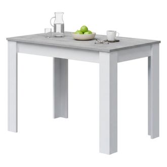Dmora Mesa Fija Dghio, Mesa De Comedor, Mesa Consola Moderna Para Sal&oacute;n O Cocina, 109x67x78 Cm, Blanco Y Cemento - Dmora