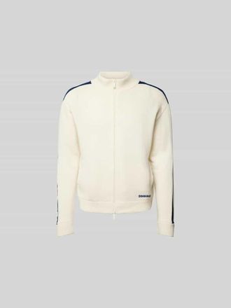 Dsquared2 Strickjacke mit gerippten Abschl&uuml;ssen in Offwhite, Gr&ouml;&szlig;e XL