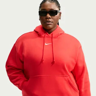 Nike Womens Nike Sportswear Phoenix Fleece Oversized Pullover Hoodie (Plus Size) in Red | DV4984-696
