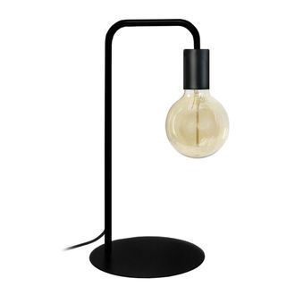 Tosel L&aacute;mpara de mesa metal negro pantalla bombilla