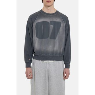 Jaded London Grey Star Distressed Sweatshirt at Nordstrom, Size Xx-Large