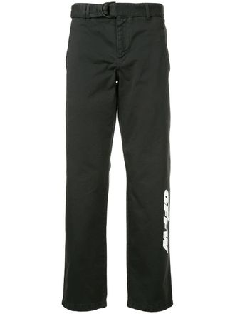 Off-white broek met rechte pijpen en logo - Zwart