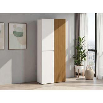 Dmora Armario Multiuso Grande Palasio, 10 Estantes, Cajones Made In Italy, 12 Compartimentos, 80x200h Cm Blanco Brillante
