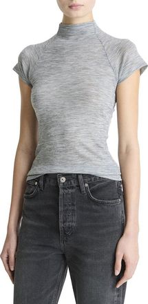 Vince Cap Sleeve Raglan Mock Neck Wool Top