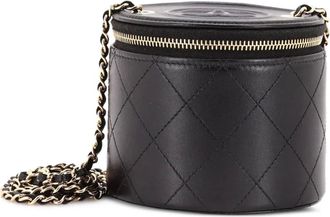 Chanel CC Round Vanity Case with Chain Quilted Lambskin Mini clutch bag - Zwart