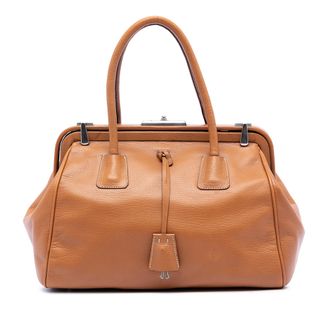 Prada Tweedehands Geitenleer Madras Cerniera Handtas