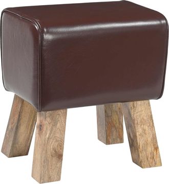 vidaXL Banco 40 X 30 X 45 Cm Cuero Real Marr&oacute;n Oscuro Vidaxl