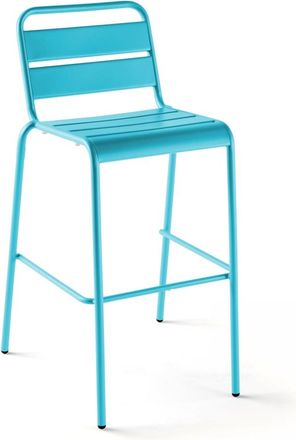 Oviala Silla alta de jardín de metal azul