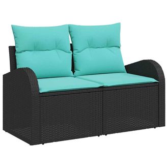 vidaXL Sof&aacute; De Jard&iacute;n Negro 124 X 62 X 85cm Rat&aacute;n Sint&eacute;tico Vidaxl