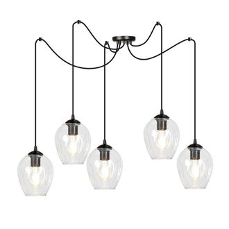 Wonderlamp L&aacute;mpara colgante estilo moderno con 5 cables desplazables transparente