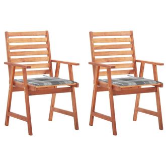 vidaXL Vidaxl - Sillas Comedor De Jard&iacute;n 2 Uds Madera Maciza Acacia Y Cojines