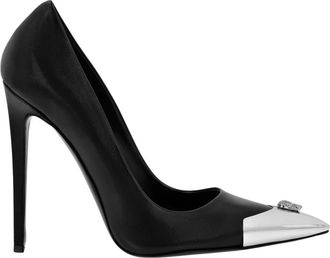 Philipp Plein Leren Decollete Hi-Heels Skull strass - Dames - Pumps - Zwart - 40 EU - Leer - Schoenen