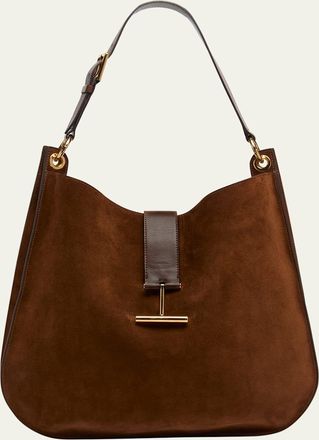 Tom Ford Tara Large Crossbody Bag in Suede and Leather