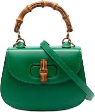 Gucci Pre-owned Bamboo Satchel - Dames - Vintage Handtas - Groen - ONE Size - Leer - Vintage