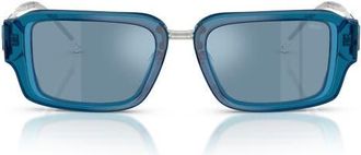 Diesel 52mm Rectangular Sunglasses in Bilayer Blue Transparent/Blue at Nordstrom