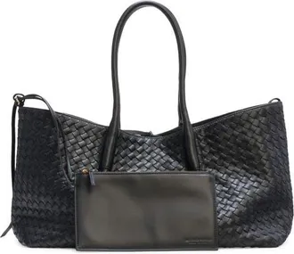 Bottega Veneta Leather & Suede Reversible Tote in 1206 Black/fondant-M Br at Nordstrom