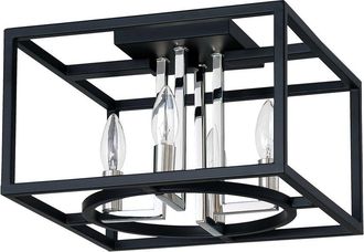 Eglo Eglo Mundazo 4 Light Open Frame Ceiling Light With Matte Black & Chrome Finish