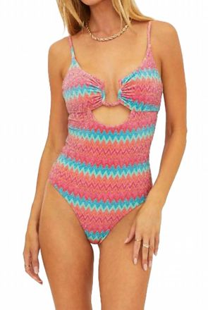 Beach Riot Lindy One Piece Swimsuit In Strawberry Ice Chevron