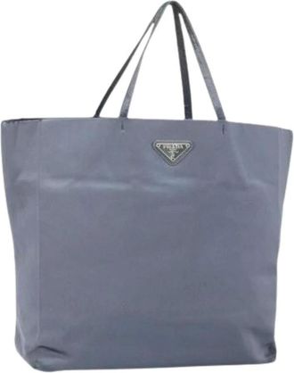 Prada Pre-owned Tote Bags, female, Blue, Size: ONE SIZE Pre-owned Satin Tote Bag