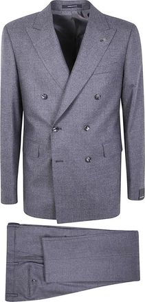 Tagliatore Double-Breasted Wollen Pak - Heren - Business pakken - Grijs - M - Wol - Kostuums