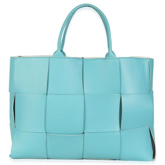 Bottega Veneta Blue Linoleum Nappa Maxi Intrecciato Large Arco Tote