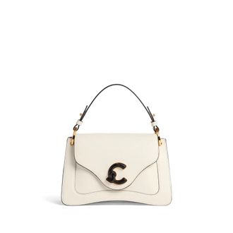 Coccinelle Leather cross body bag shoulder bag C-Me Calf & Marb Handbag Pearl creme-white