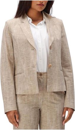 JapanTKY Japan Tky, Jassen, Dames, Beige, L, Linnen, Dames Blazers Shoji Dessin R