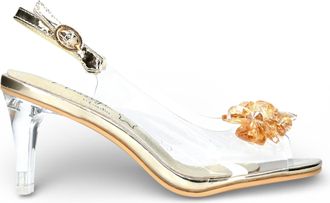 Laura Vita Laura Vita Womens Womens Mira 01 Clear Golden Slip-On Cinderella Heel Sandals - Gold - Size EU 36