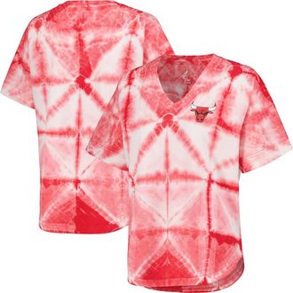 G-III 4Her by Carl Banks Womens G-III 4Her by Carl Banks Red Chicago Bulls Tournament Raglan Oversized Tie-Dye V-Neck T-Shirt at Nordstrom, Size Xx-Large